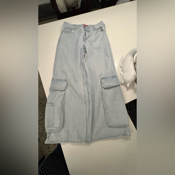 REDBAT Light Blue Women's Slouchy High-Rise Jean Cargo Pants size W12 - Picture 13 of 14